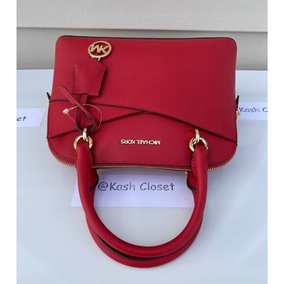 Michael Kors satchel dome purse jet set medium bag flame - Picture 6 of 11